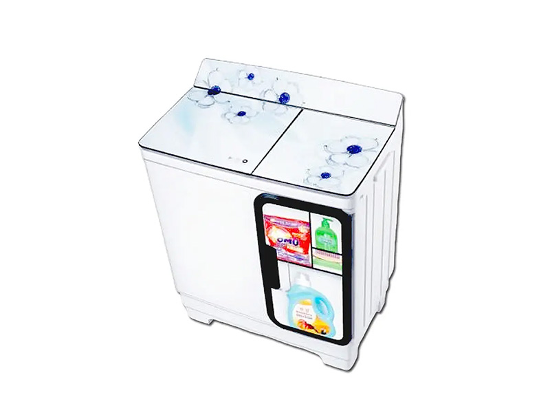 Twin Tub Washer, Glass Top, Steel Drum, Blue Pearl,  Blue and White color